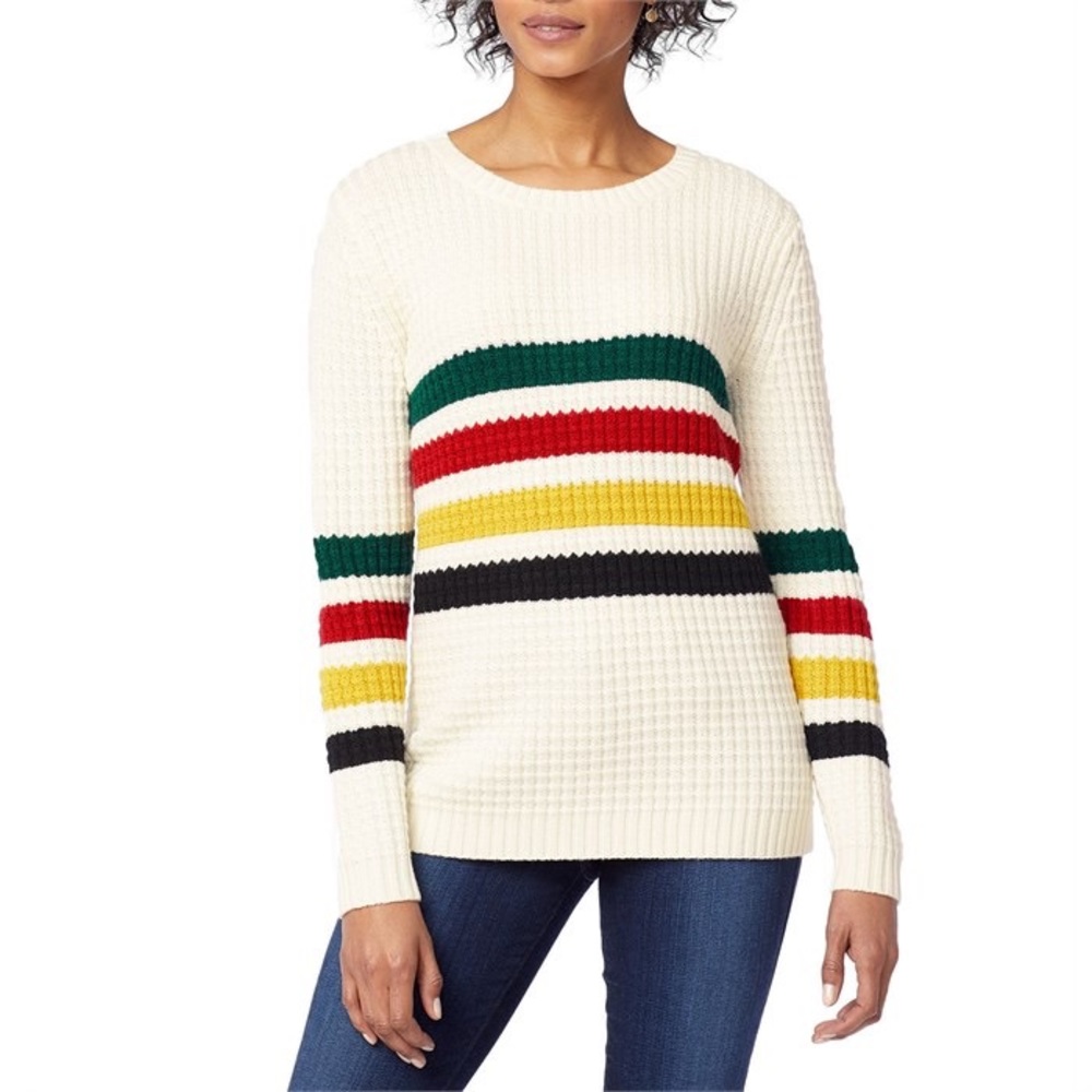 Pendleton Glacier National Park Stripe Merino Wool Pullover Sweater Hudson Bay